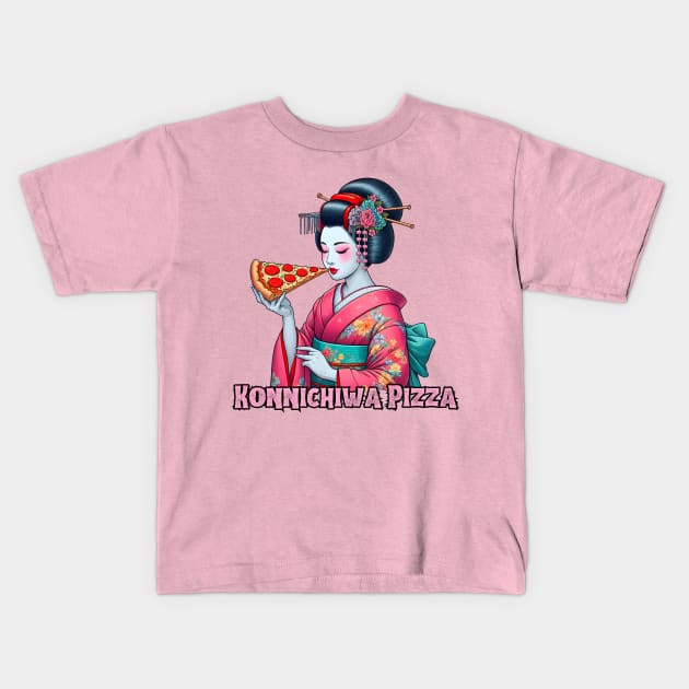 Pizza kimono girl Kids T-Shirt by Japanese Fever